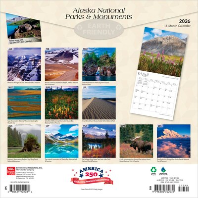 2026 BrownTrout Alaska National Parks & Monuments 12 x 12 Monthly Wall Calendar (9798330702039)