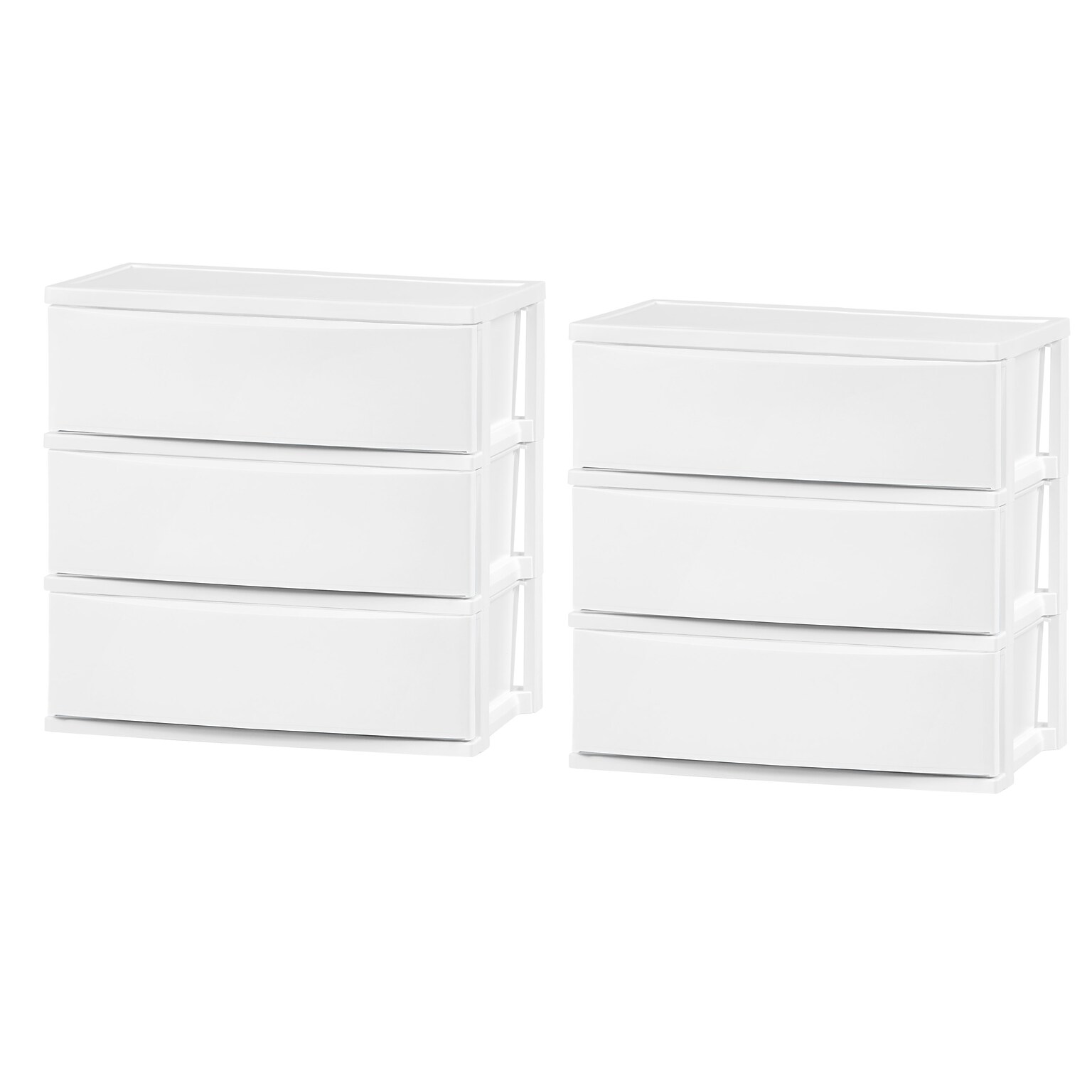 Iris Stackable Wide Chest, 3 Drawer, White, 2/Pack (540012)