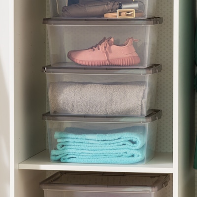 Iris 17 Quart Snap Top Plastic Snap Closure Storage Bin, Clear, 8/Pack (585103)