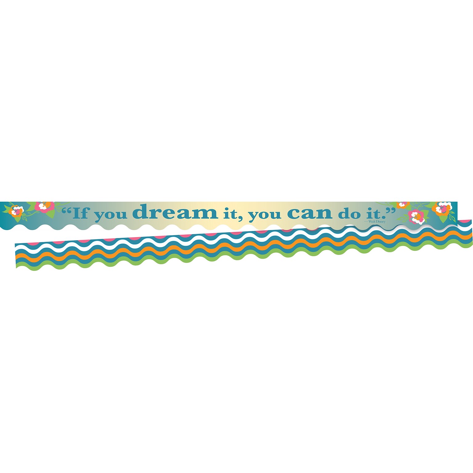 Barker Creek Splash of Color You Can Do It Dbl-Sided Scalloped Edge Border, 39 x 2.25, 13/Pack