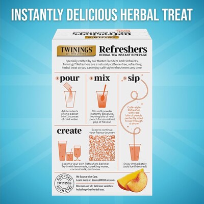 Twinings Peach Mango Refresher Powder Drink Mix, 5 Packets/Box, 6/Boxes (TNA56047)