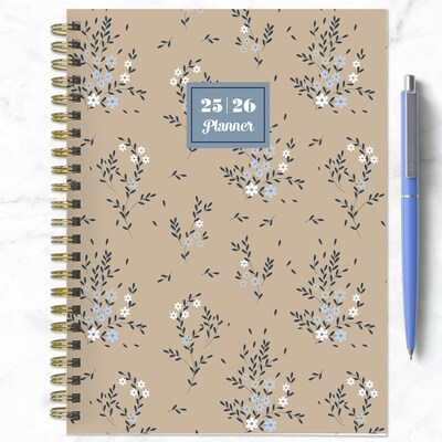2025-2026 TF Publishing Rustic Floral 6.5" x 8" Academic Year Weekly & Monthly Planner, Paperboard Cover (AY26-9212)