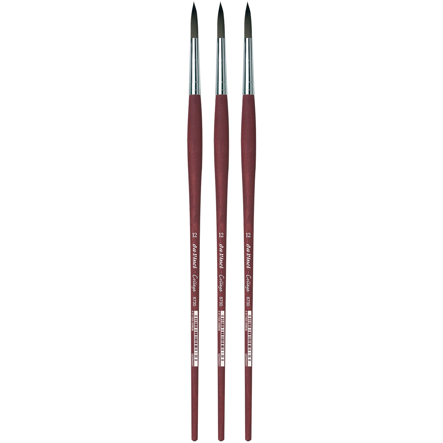 da Vinci COLLEGE Oil and Acrylic Synthetic Student Round Brush, 3 Brushes/Pack (DVXVA873012-3)