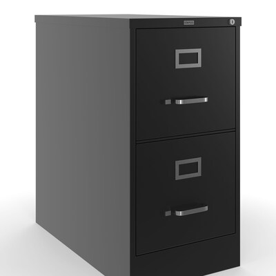 Quill Brand® 2-Drawer Vertical File Cabinet, Locking, Letter, Black, 26.5"D (28882D)
