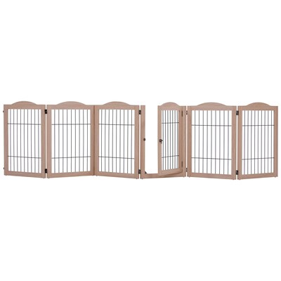 Arf Pets Freestanding 360° Foldable Dog Gate, 2-Panel Extension, 40"W x 31.5"H, Walnut (APDGWM2P)