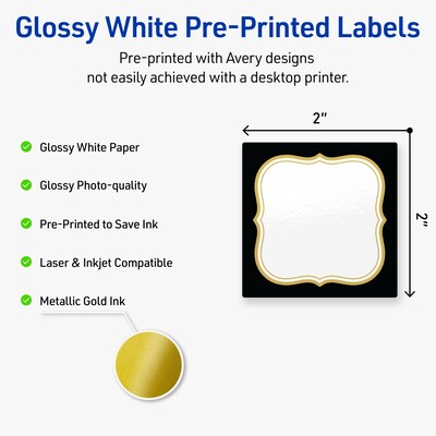 Avery Square Laser/Inkjet Multipurpose Labels, 2 x 2, White, 120/Pack (19479370876)