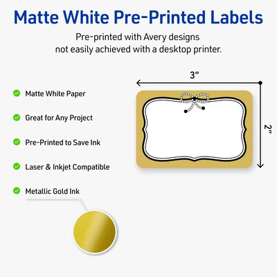 Avery Rectangle Laser/Inkjet Multipurpose Labels, 2 x 3, White, 80/Pack (19479370973)