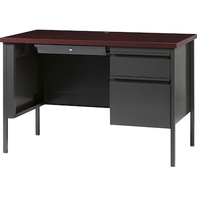 Lorell Fortress Series 46" W Right Single-Pedestal Desk, Black/Brown (LLR66949)