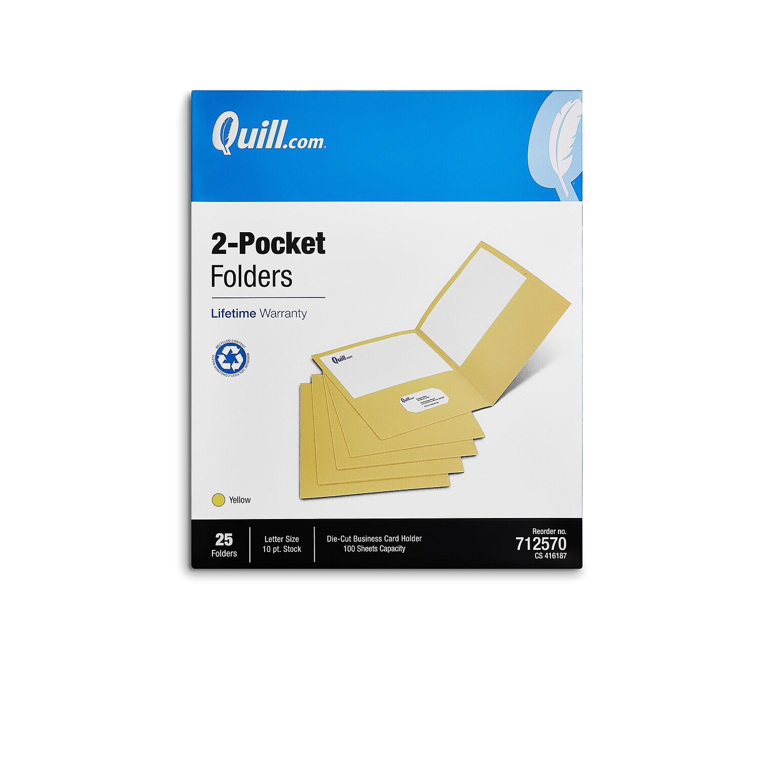 Quill Brand® 2-Pocket Folders, Yellow, 25/Box (712570)