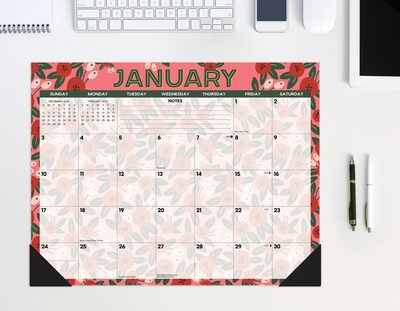 2027 Willow Creek Spring Floral 22" x 17" Monthly Desk Pad Calendar, Assorted Colors (66621)