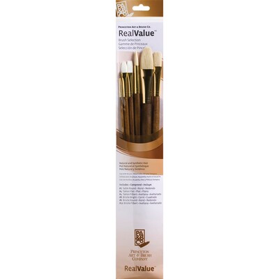 Princeton RealValue Mixed Media Natural Brushes, Brown, 6/Set, 2 Sets/Bundle (PBXPR9148-2)