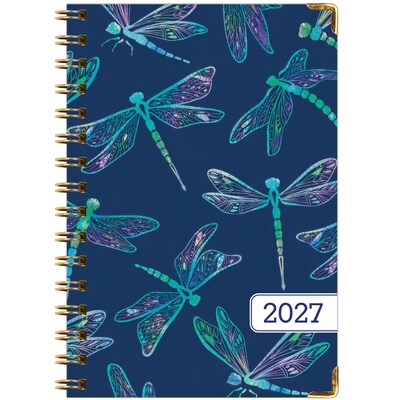 2027 Excello Brands 6" x 8" Weekly & Monthly Standard Planner, Paperboard Cover, Dragonflies (FSHN-CY27-58-59)