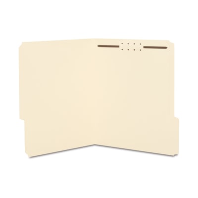 Quill Brand Heavy-Duty Reinforced Assorted Tabs 1-Fastener Folders, Letter, Manila, 50/Box (737511)