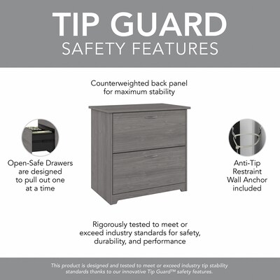 Bush Furniture Cabot 2-Drawer Lateral File Cabinet, Letter/Legal Size, 30" H x 31" W x 20" D, Modern Gray (WC31380)