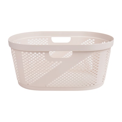 Mind Reader 10.57-Gallon Laundry Basket with Handles, Plastic, Ivory (HHAMP40-IVO)
