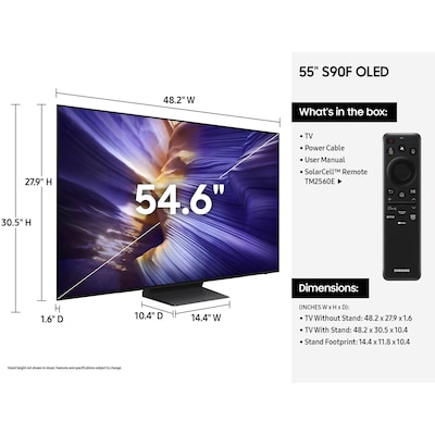 Samsung S90F 55” Smart OLED 4K UHD TV (QN55S90FAFXZA)