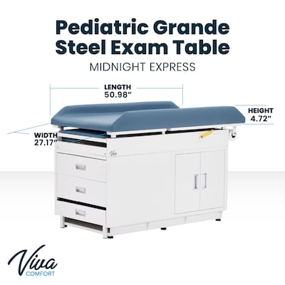 Viva Comfort Pediatric Exam Table with Step Stool & Storage, 500 lbs. Capacity, Blue (ADI996-09-PMB-BLU-MK)