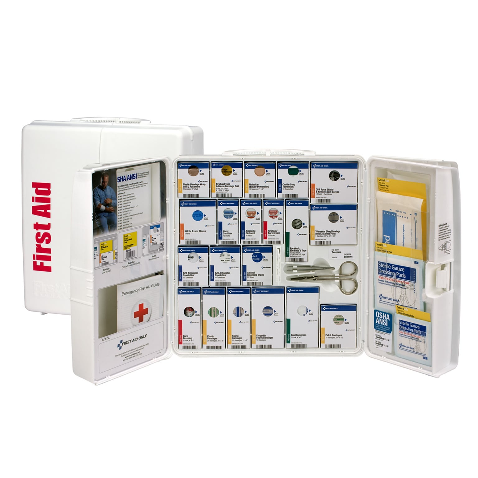 First Aid Only SmartCompliance Office Cabinet, ANSI Class A/ANSI 2021, 50 People, 202 Pieces, White (90580-021)