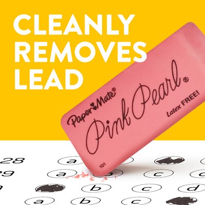 Paper Mate Pink Pearl Block Erasers, Pink, Dozen (70521)