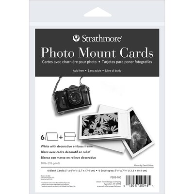 Strathmore Photo Mount Cards & Envelopes,  6.875 x 5, White, 6/Sheets, 3/Bundle (STTP205180-3)