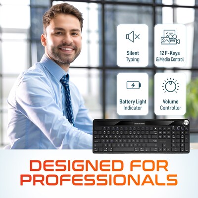 Delton KB90 Wireless Rechargeable Solar (Light) Powered Keyboard, Black (DKBSLR90)
