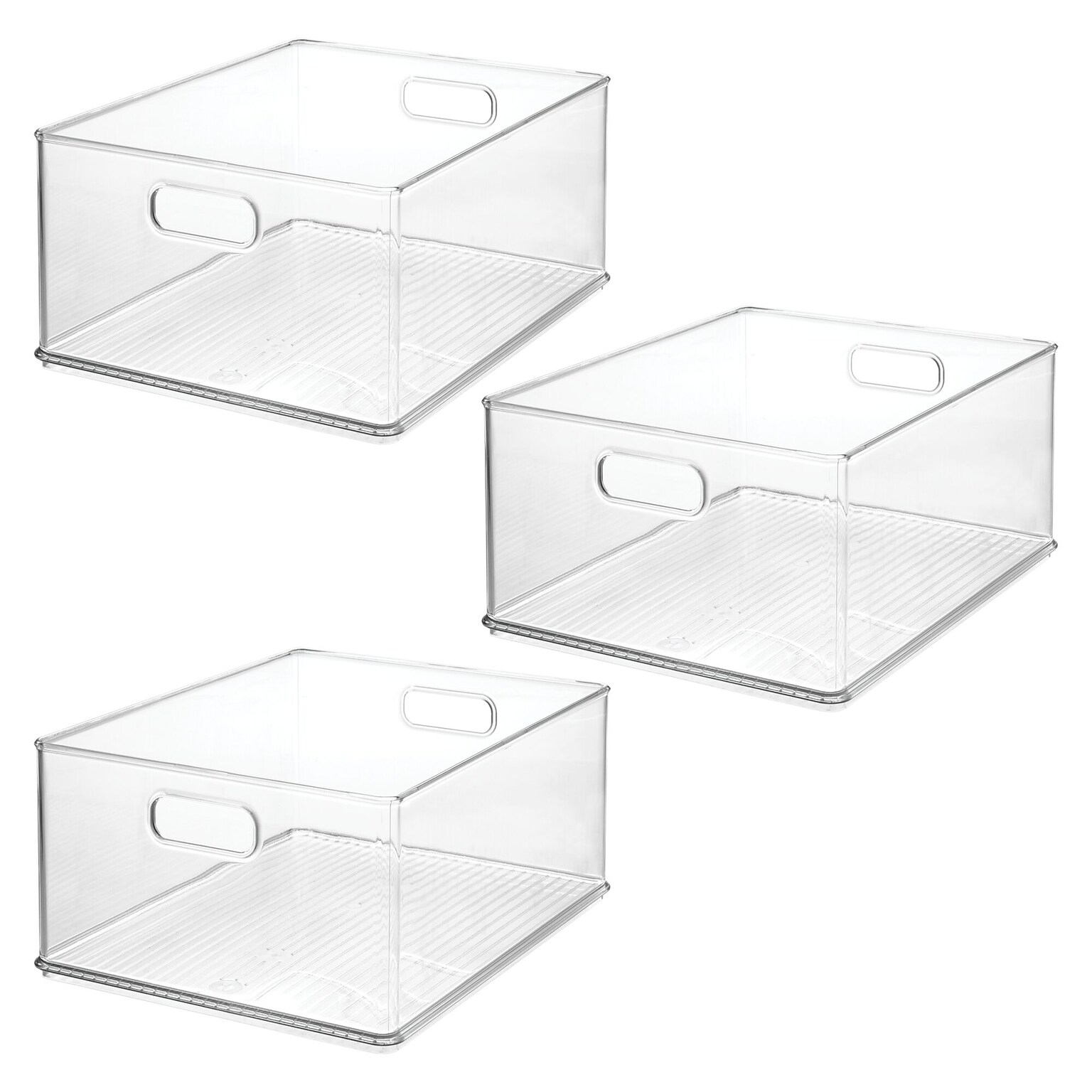 Plastic Storage Bins with Handles for Household Storage and Organization - Ideal for Kitchen, Bathroom, or Home Office