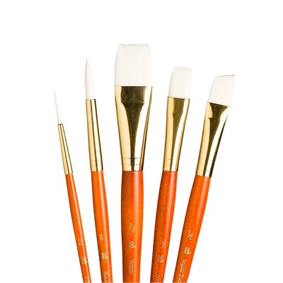 Princeton RealValue Short Handle Mixed Media Synthetic Taklon Variety Brush Set, 5/Set, 2 Sets/Bundle (PBXPR9151-2)