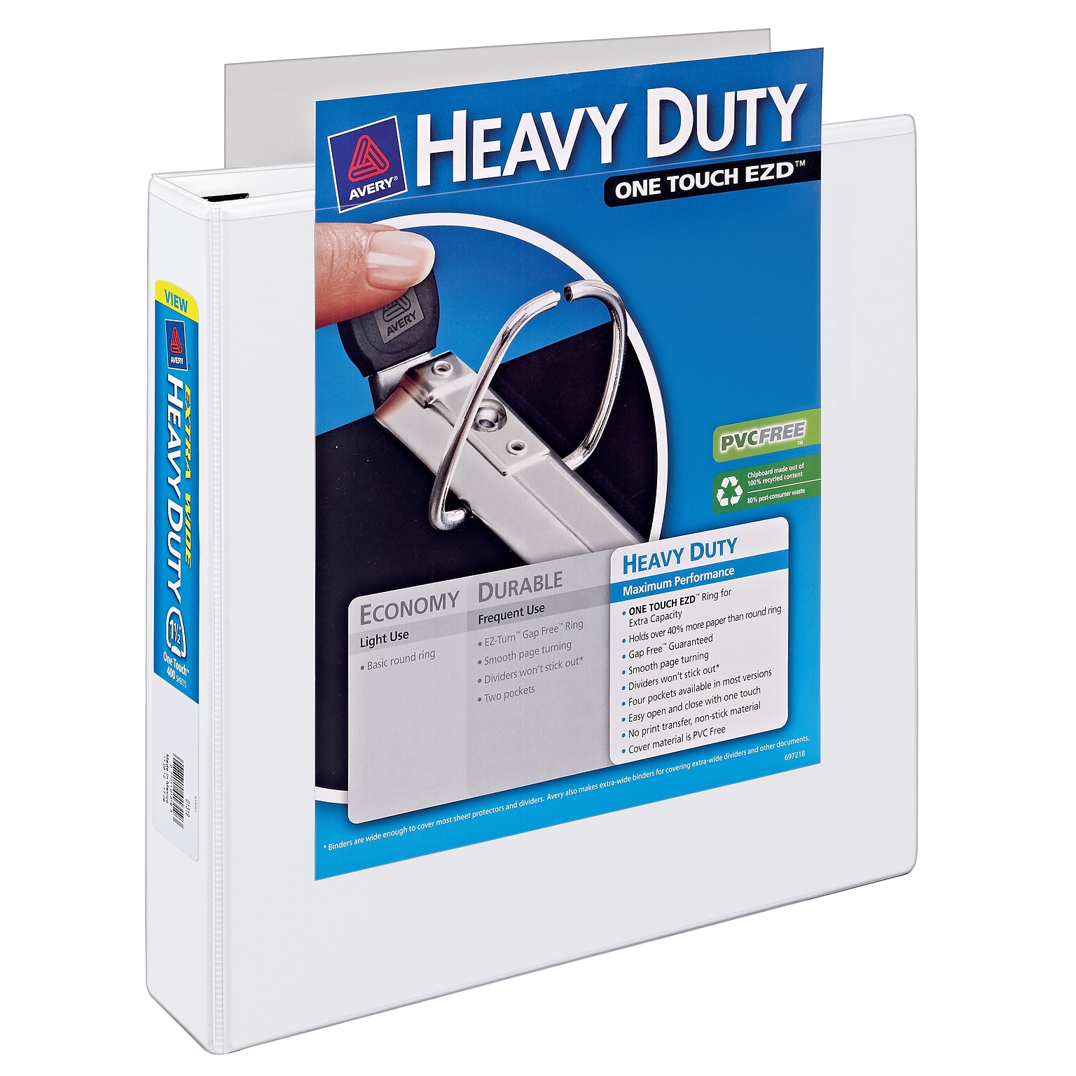 Avery Extra-Wide Heavy Duty 1 1/2 3-Ring View Binders, D-Ring, White (01319)