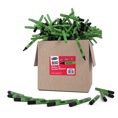 Show-me Slim Barrel Dry Erase Markers, Medium Tip, Black, 800/Pack (EPTSDP800)