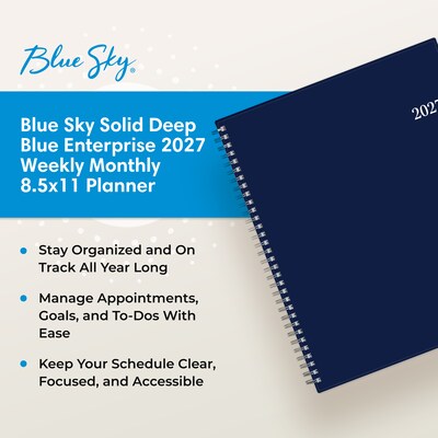 2027 Blue Sky 8.5" x 11" Weekly & Monthly Planner, Deep Blue (160986)