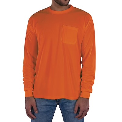 GloWear 8093 High Visibility Long Sleeve T-Shirt, Orange, X-Small (21821)