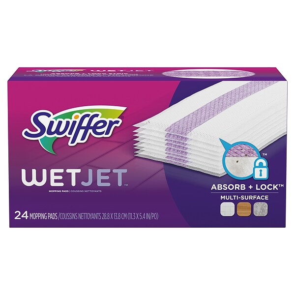 Swiffer WetJet Spray Mop Multi-Surface Floor Cleaner Pad Refill, 24 Count (PGC 08443)