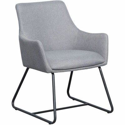 Lorell Mid-Century Modern Flannel Guest Chair with Steel Sled Base, Gray (LLR68562)
