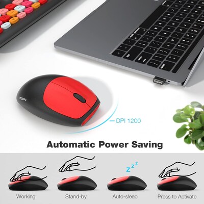 SaharaCase Wireless Ergonomic Keyboard and Laser Mouse Combo, Black/Red (KB2)