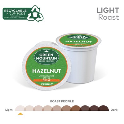 Green Mountain Hazelnut Decaf Coffee Keurig® K-Cup® Pods, Light Roast, 96/Carton (77923)