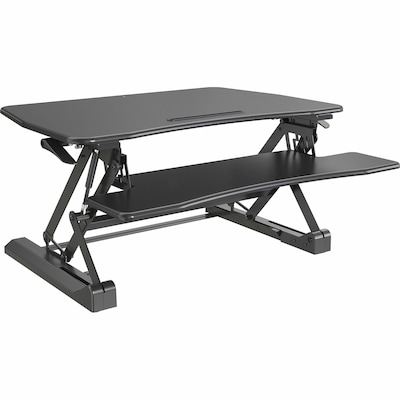 Lorell Active Office Adjustable Gas Lift Monitor Riser Stand, Up to 47 Monitor, Black (LLR99553)