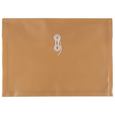 JAM PAPER Plastic Envelopes with Button & String Tie Closure, Legal Booklet, 9 3/4 x 14 1/2, Gold, 1