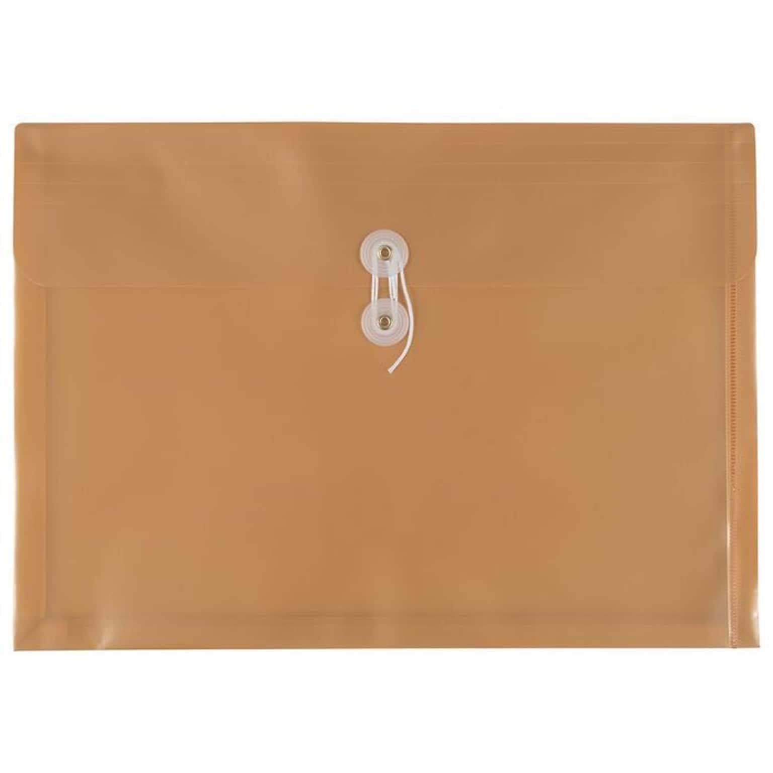 JAM PAPER Plastic Envelopes with Button & String Tie Closure, Legal Booklet, 9 3/4 x 14 1/2, Gold, 12/Pack (235438983A)
