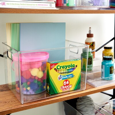 Plastic Storage Bins with Handles for Household Storage and Organization - Ideal for Kitchen, Bathroom, or Home Office