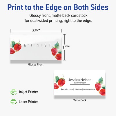 Avery Business Cards, 1-3/4" x 3-1/2", Glossy White, 400/Box (95285)