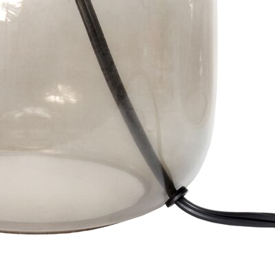 Simple Designs Glass Table Lamp Fabric Shade, Smoke with White Shade (LT2064-SMW)