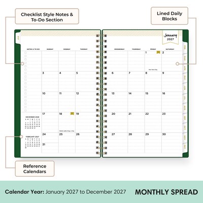2027 Blue Sky Day Designer 5" x 8" Weekly & Monthly Planner, Green (163794)