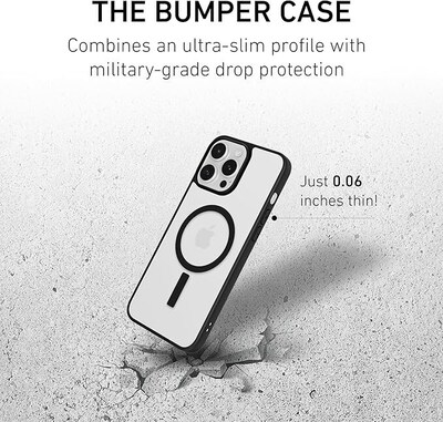 PEEL MagSafe Bumper Phone Case for iPhone 16 Pro Max, Shock Absorbing, Black (i16_PMX_BMP_BLK)