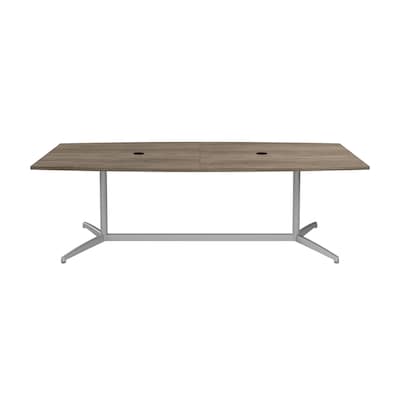 Bush Business Furniture 96W x 42D Boat Shaped Conference Table with Metal Base, Modern Hickory (99TB