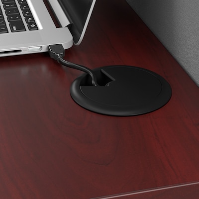 Bush Business Furniture Office in an Hour 63"H x 65"W L-Shaped Cubicle Workstation, Hansen Cherry (WC36494-03STGK)