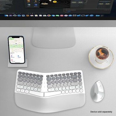 SaharaCase Split Ergonomic Wireless Keyboard and Mouse Combo, White (KB27)