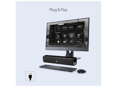 Adesso Xtream S5 USB-Powered Sound Bar Speaker, 5W x 2, Black