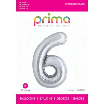 Party City (Air-Filled) 16 #6 Foil Balloon, Silver, 2/Pack (AM60050257-18)