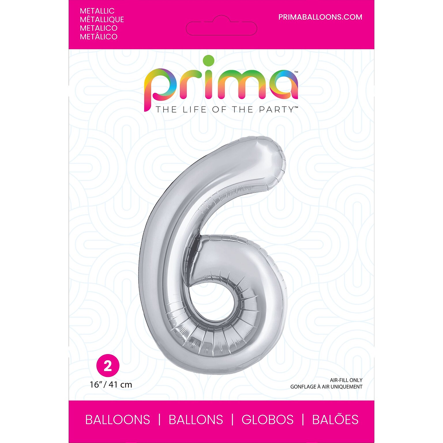 Party City (Air-Filled) 16 #6 Foil Balloon, Silver, 2/Pack (AM60050257-18)