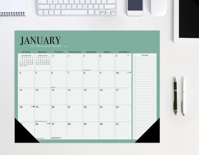 2026 Willow Creek Modern Minimalist 22" x 17" Monthly Desk Pad Calendar, Green (57230)